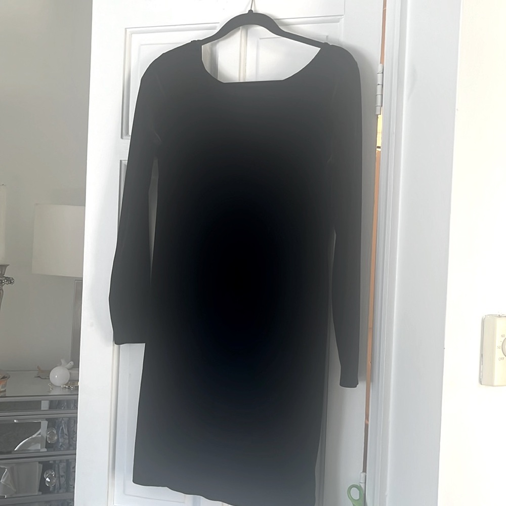 Banana Republic black velvet sheath dress